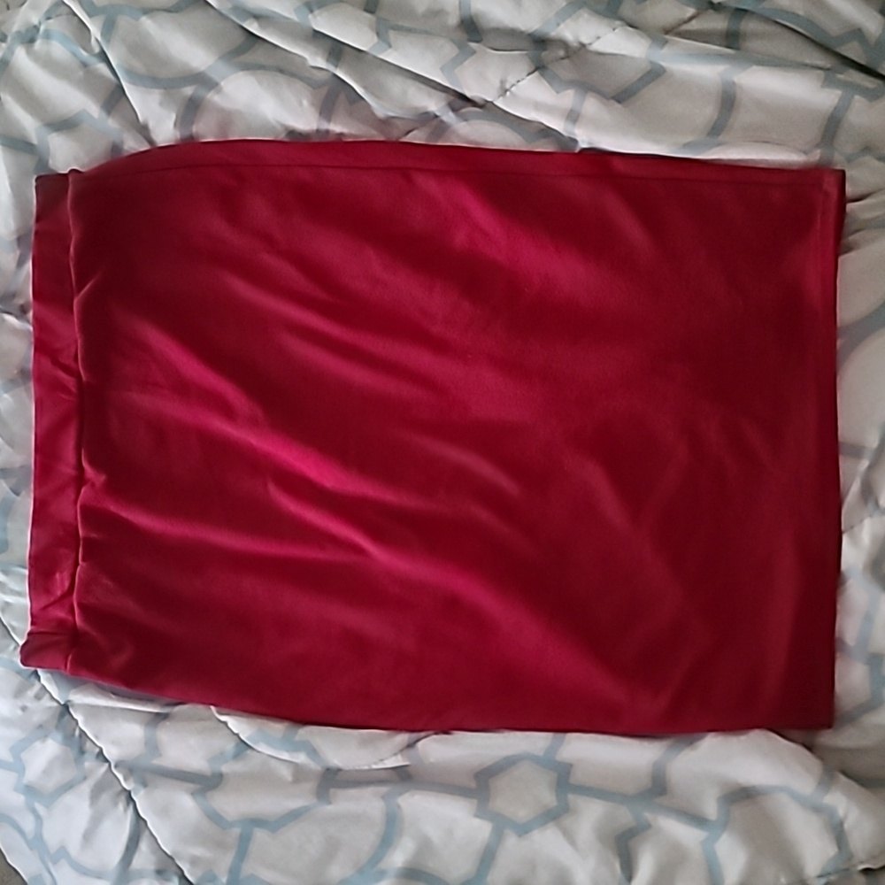 A deep red colored pincel skirt, size 2x fits like a large